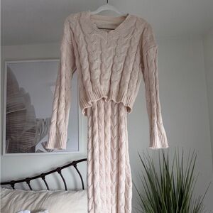 SHEIN cream sweater and skirt set